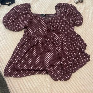 Burgundy polka dot shirt